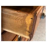 Antique 15-Drawer Wood Cabinet with Metal Pulls
