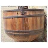 Antique Primitive Wooden Well Water Bucket with Iron Handle