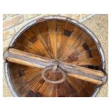 Antique Primitive Wooden Well Water Bucket with Iron Handle
