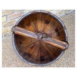 Antique Primitive Wooden Well Water Bucket with Iron Handle