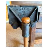 Antique Woodworking Workbench with Wilcox Vise and Set of 3 Marking Gauges
