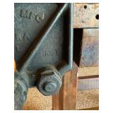 Antique Woodworking Workbench with Wilcox Vise and Set of 3 Marking Gauges