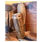 Primitive Wooden Wall Mounted Tool Holder with 25 Vintage Hand Tools