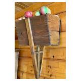 Antique Wooden Apple Picking Basket on Long Handle