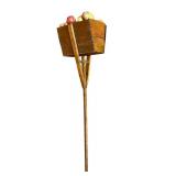 Antique Wooden Apple Picking Basket on Long Handle