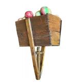Antique Wooden Apple Picking Basket on Long Handle