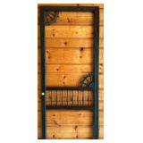 Antique Wooden Screen Door Frame with Decorative Spindles