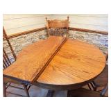 Vintage Oak Claw Foot Dining Table with 2 Leaves and 4 Matching Chairs