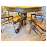 Vintage Oak Claw Foot Dining Table with 2 Leaves and 4 Matching Chairs