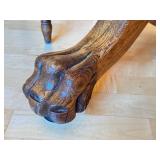 Vintage Oak Claw Foot Dining Table with 2 Leaves and 4 Matching Chairs