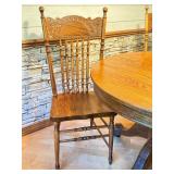 Vintage Oak Claw Foot Dining Table with 2 Leaves and 4 Matching Chairs