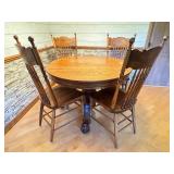 Vintage Oak Claw Foot Dining Table with 2 Leaves and 4 Matching Chairs