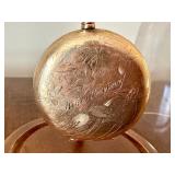 Clinton Engraved Pocket Watch with Display Dome and Wooden Stand