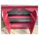 Vintage Red Painted Wooden Hutch with Shelves and Cabinet