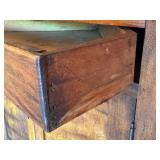 Antique Corner Wood Cabinet with Glass Doors and Brass Hardware
