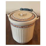 Vintage Red Wing Stoneware Crock with Lid and Metal Handle