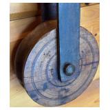 Antique Wooden and Iron Barn Pulley