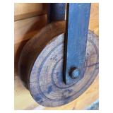 Antique Wooden and Iron Barn Pulley