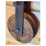 Antique Wooden and Iron Barn Pulley
