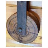 Antique Wooden and Iron Barn Pulley