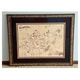 Framed 1896 Print Map of Lake Minnetonka, Hennepin County, Minnesota