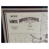 Framed 1896 Print Map of Lake Minnetonka, Hennepin County, Minnesota