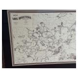 Framed 1896 Print Map of Lake Minnetonka, Hennepin County, Minnesota