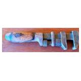 Vintage 6.75-Inch Adjustable Pipe Wrench with Wooden Handle, Marked C93