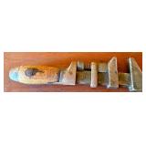 Vintage 6.75-Inch Adjustable Pipe Wrench with Wooden Handle, Marked C93