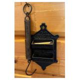 Antique Cast Iron Match Holder and Brass Hanging Spring Scale