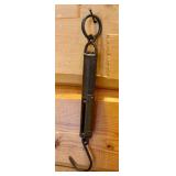 Antique Cast Iron Match Holder and Brass Hanging Spring Scale
