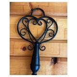 Decorative 31-Inch Metal Key Wall Hanging with Heart Design