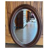 Large Oval Wall Mirror with Wood Frame