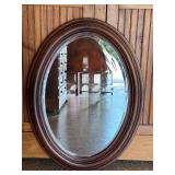 Large Oval Wall Mirror with Wood Frame
