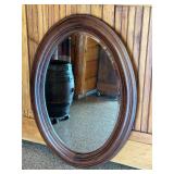 Large Oval Wall Mirror with Wood Frame