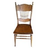 Vintage Wooden Chair with Spindle Back and Carved Details