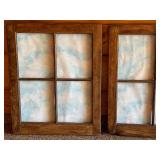 Pair of Rustic 4-Pane Wooden Window Frames, No Glass