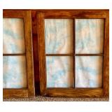 Pair of Rustic 4-Pane Wooden Window Frames, No Glass