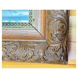 Antique 16 x 18 Inch Ornate Carved Wood Mirror Frame