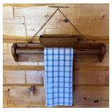 Wood Wall-Mounted Towel Rack with Hanging Storage Box