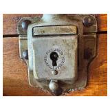 Vintage Wooden Lockbox with Eagle Lock Co. Hardware and Magnifying Glass