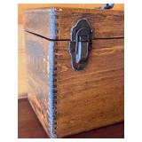 Vintage Wooden Lockbox with Eagle Lock Co. Hardware and Magnifying Glass