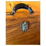 Vintage Wooden Lockbox with Eagle Lock Co. Hardware and Magnifying Glass