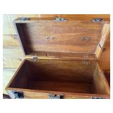 Vintage Wooden Lockbox with Eagle Lock Co. Hardware and Magnifying Glass