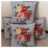 Set of 3 Pier 1 15" Floral Embroidered Throw Pillows