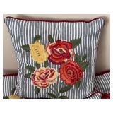 Set of 3 Pier 1 15" Floral Embroidered Throw Pillows