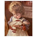 Jim Daly Signed Framed Limited Edition Print 126/1500 Girl with Doll and Kitten