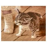 Jim Daly Signed Framed Limited Edition Print 126/1500 Girl with Doll and Kitten