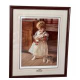 Jim Daly Signed Framed Limited Edition Print 126/1500 Girl with Doll and Kitten