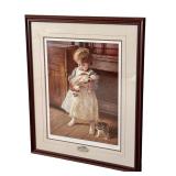 Jim Daly Signed Framed Limited Edition Print 126/1500 Girl with Doll and Kitten